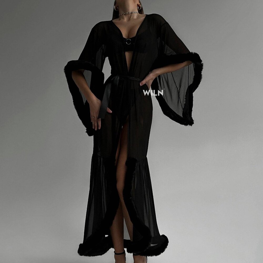Old hollywood sheer peignoir glamorous black robe burlesque meets boudoir 🔥